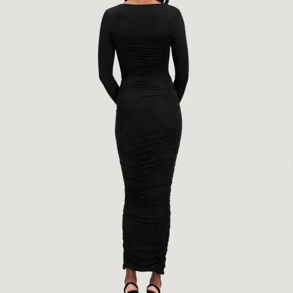 NWT GOOD AMERICAN Ruched Squareneck Maxi Dress - Picture 2 of 7